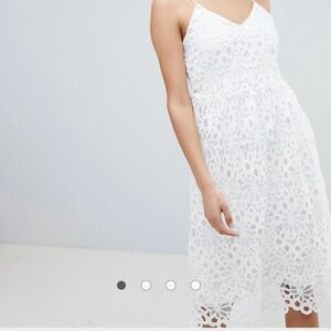 ASOS White Floral Lace Midi Dress